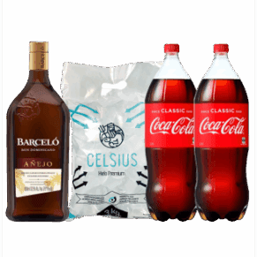 Ron Barceló Añejo 1750 ml + 2 Coca-Cola 2.25 ml + 2 Hielo 1.5Kg